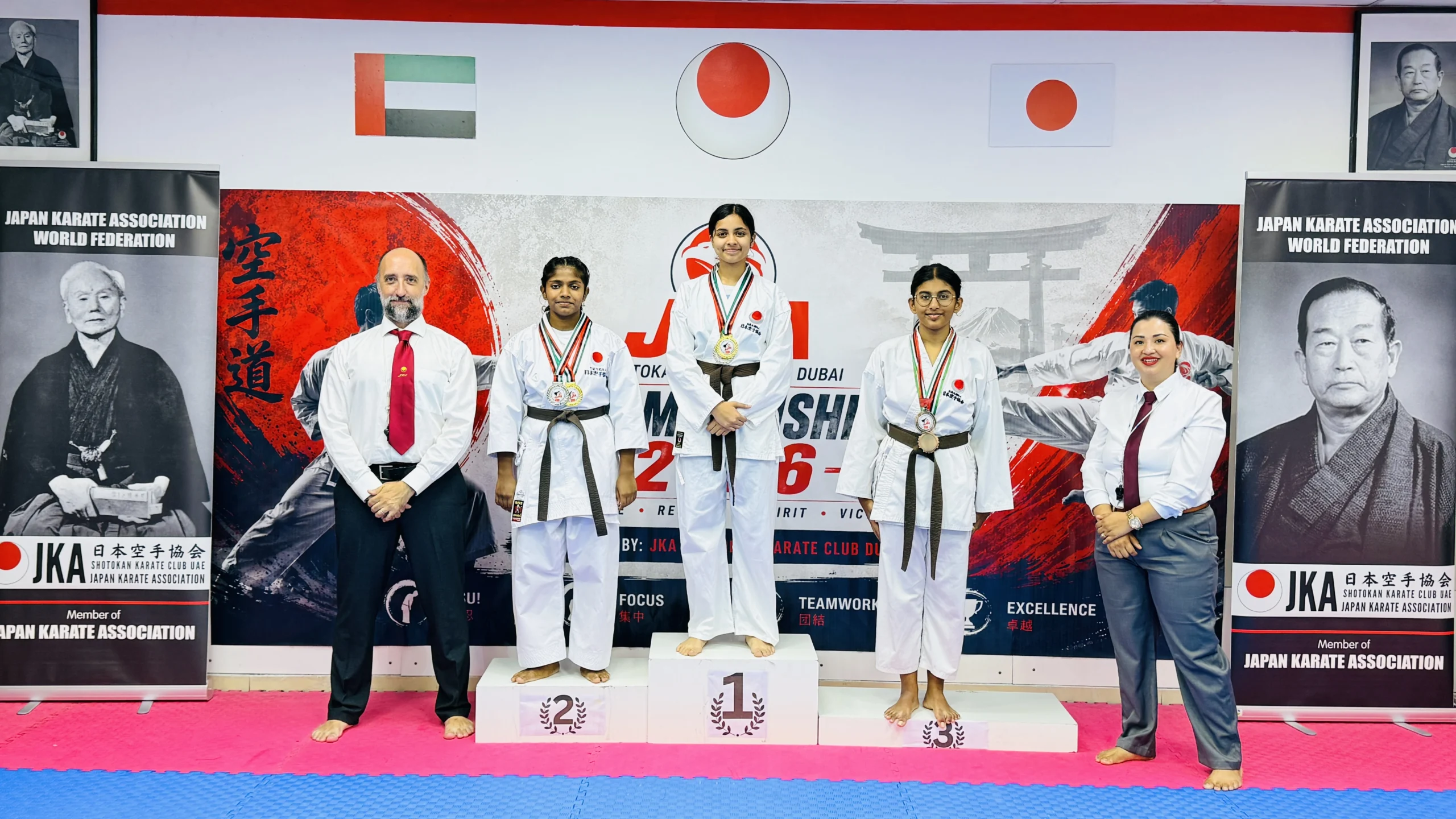 Students competing in kumite during a dojo championship at Shotokan Karate Club Dubai