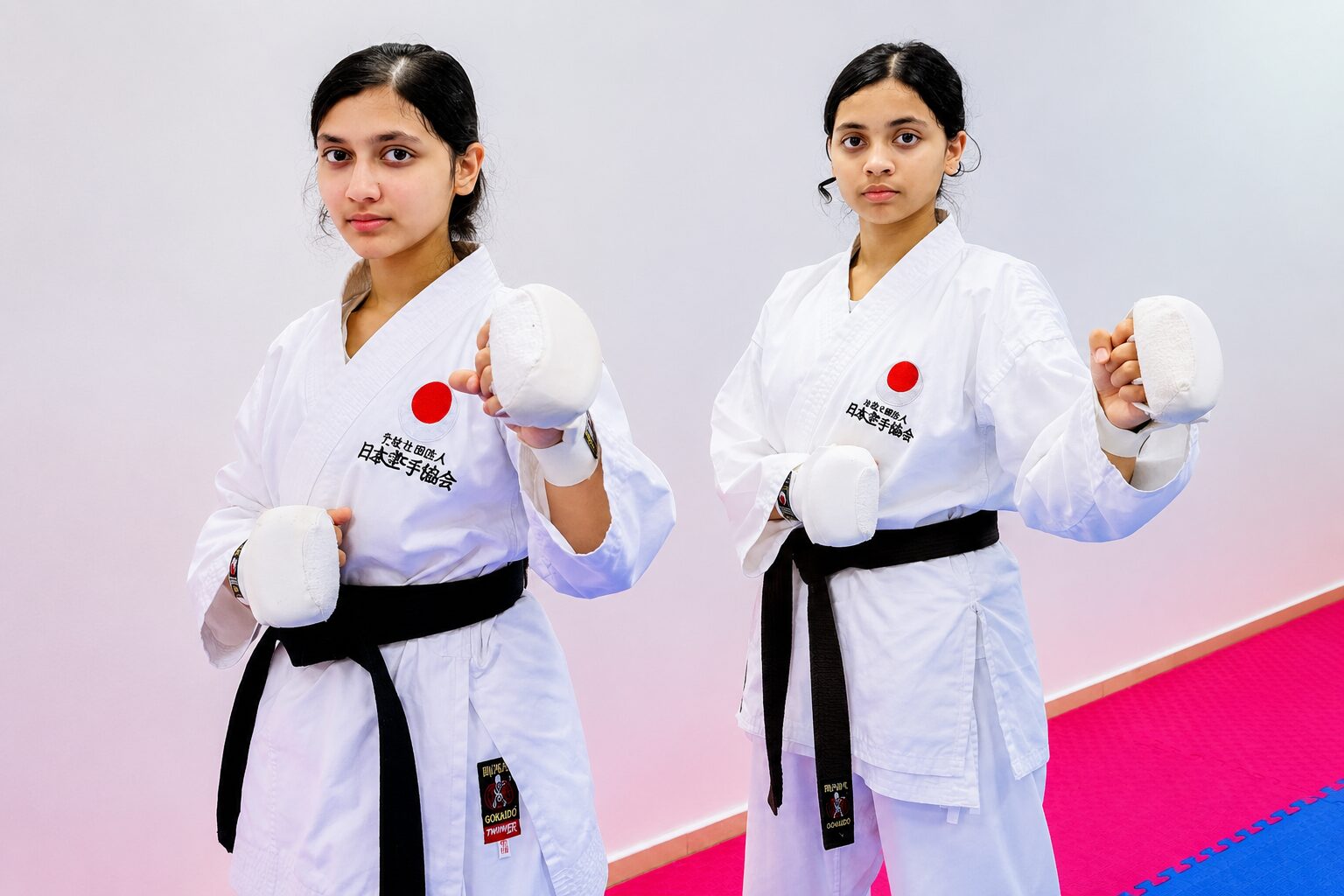 Karate students practising controlled kumite at Shotokan Karate Club Dubai